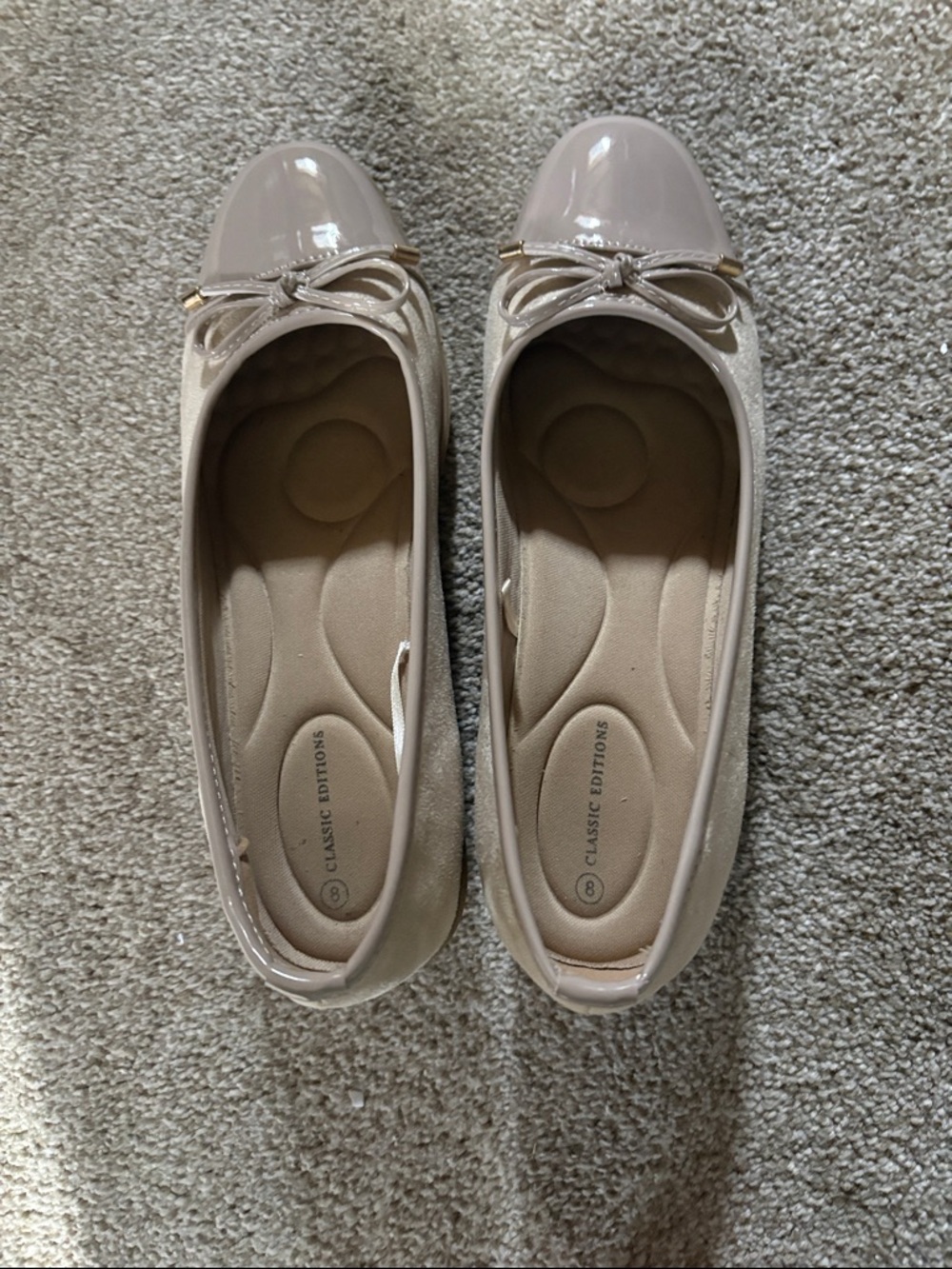 Women's Beige Patent Toe Ballet shoes
